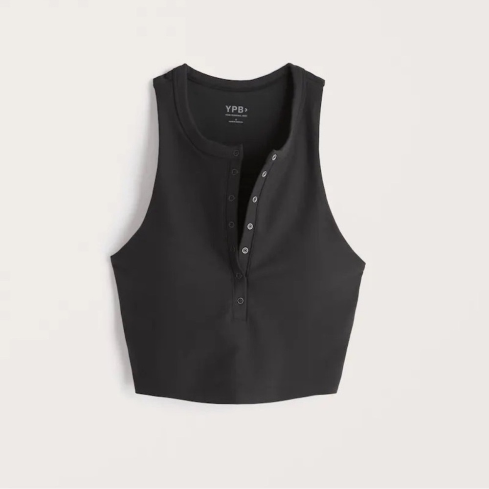 YPB Abercrombie sculptLUX Plunge Henley Slim Tank black